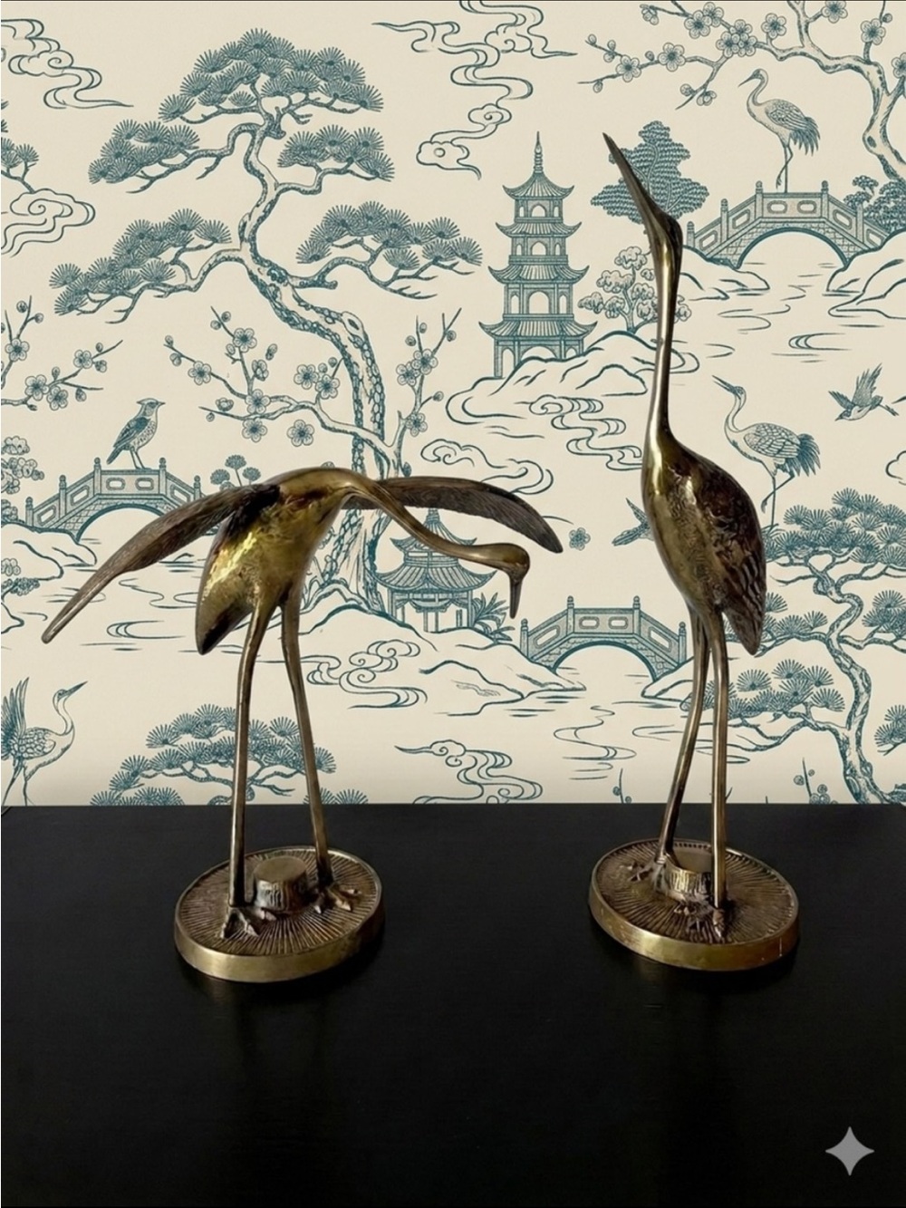 Pair Of Brass Birds Cranes Heron Storks
Figurines MCM 1960s Korea Chinoiserie